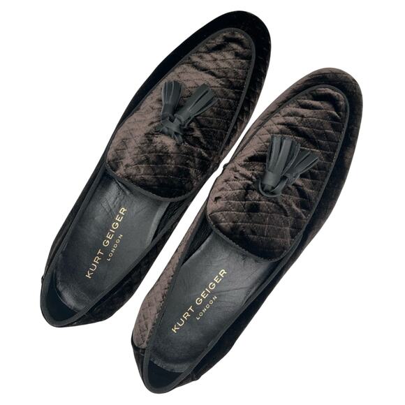 Kurt Geiger LONDON HUGH EAGLE HEAD Brown Velvet LOAFER Size 13 - Picture 1 of 6